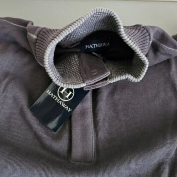 Hathaway Snap Ribbed Mock Neck Sweater/Pullover Gray Medium - Picture 4 of 5
